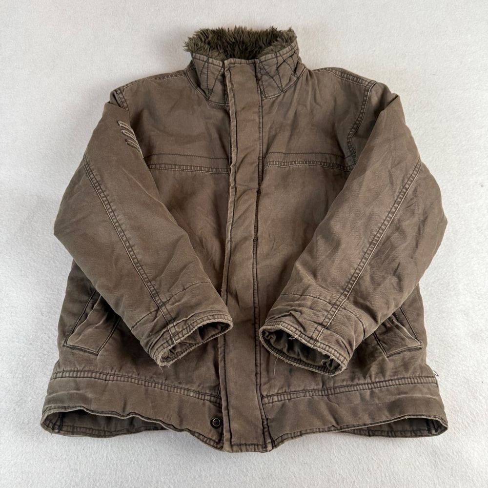 Old Navy Surplus Brown Canvas Sherpa Lined Utility Jacket Womens Large 94185-E-W